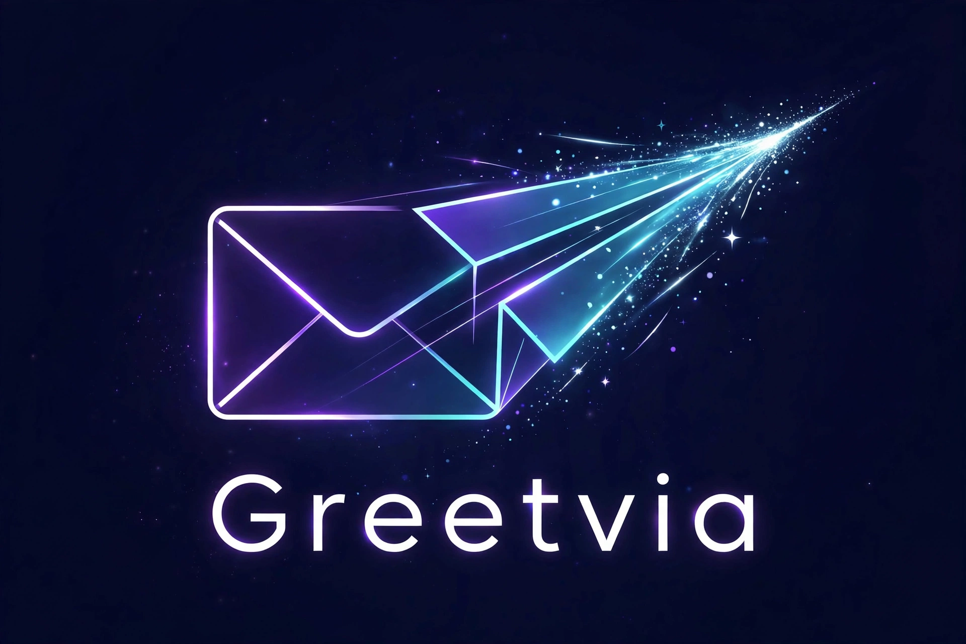 Greetvia glowing envelope and paper plane logo